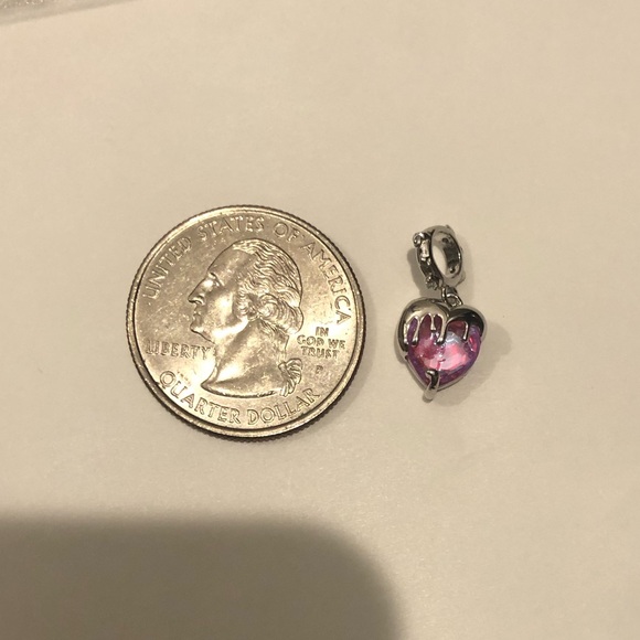 Sterling Silver transparent glass dripping melting heart charm - Picture 9 of 9